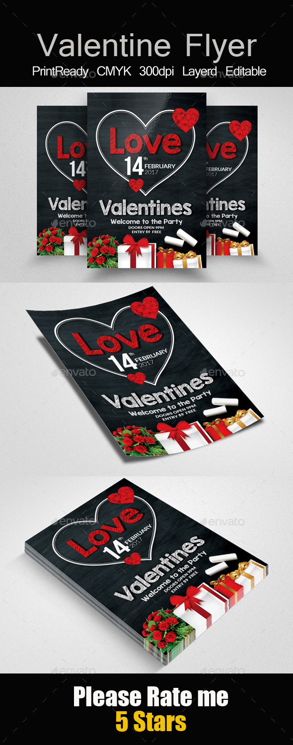 Chalkboard Valentines Party Flyer - Holidays Events