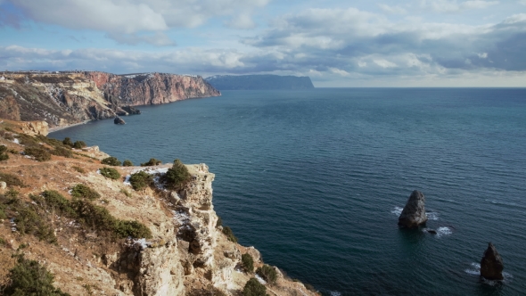 Seacoast View From High Cliffs. Fiolent. Crimea alt