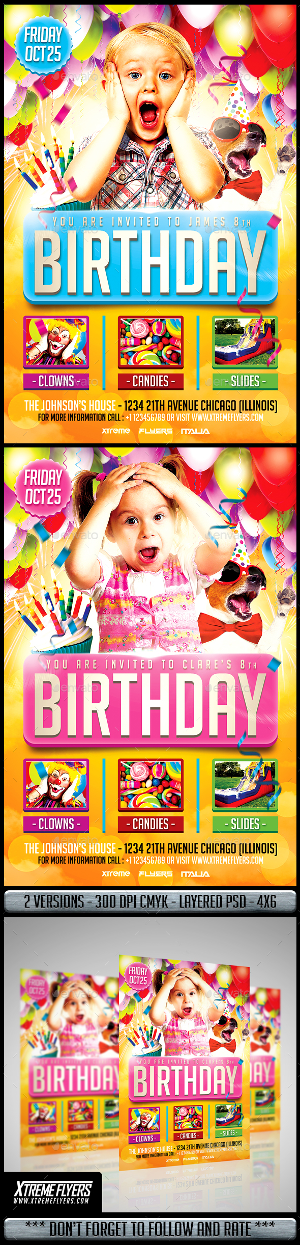 kids birthday party flyer