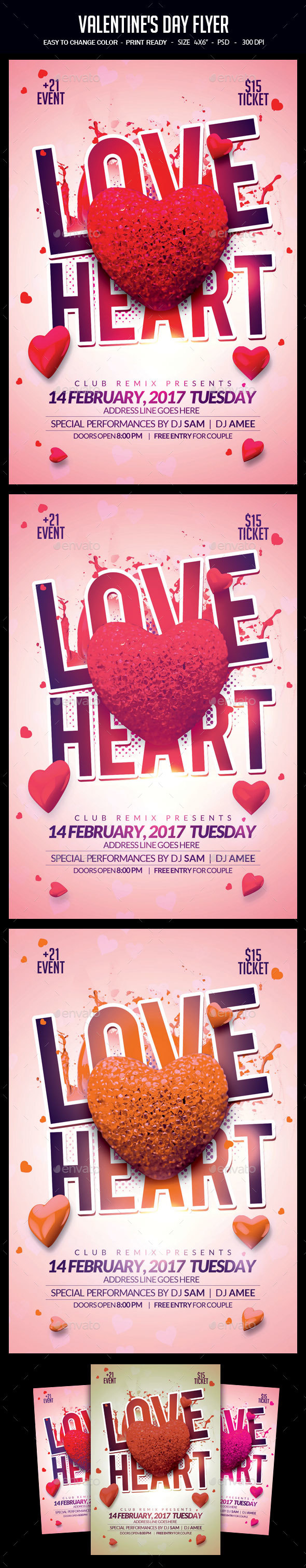 Valentine's Day Flyer - Clubs & Parties Events