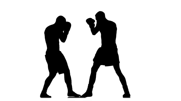 Boxing. Avoiding a Direct Blow To the Head. Silhouette alt