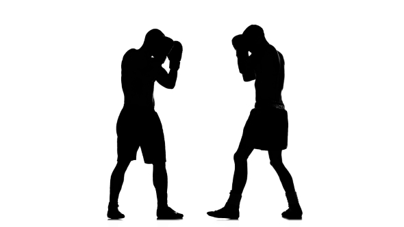 Different Blows To the Head in a Box. Silhouette alt