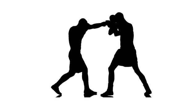 Knockout Boxer. Black Silhouette on a White Background alt