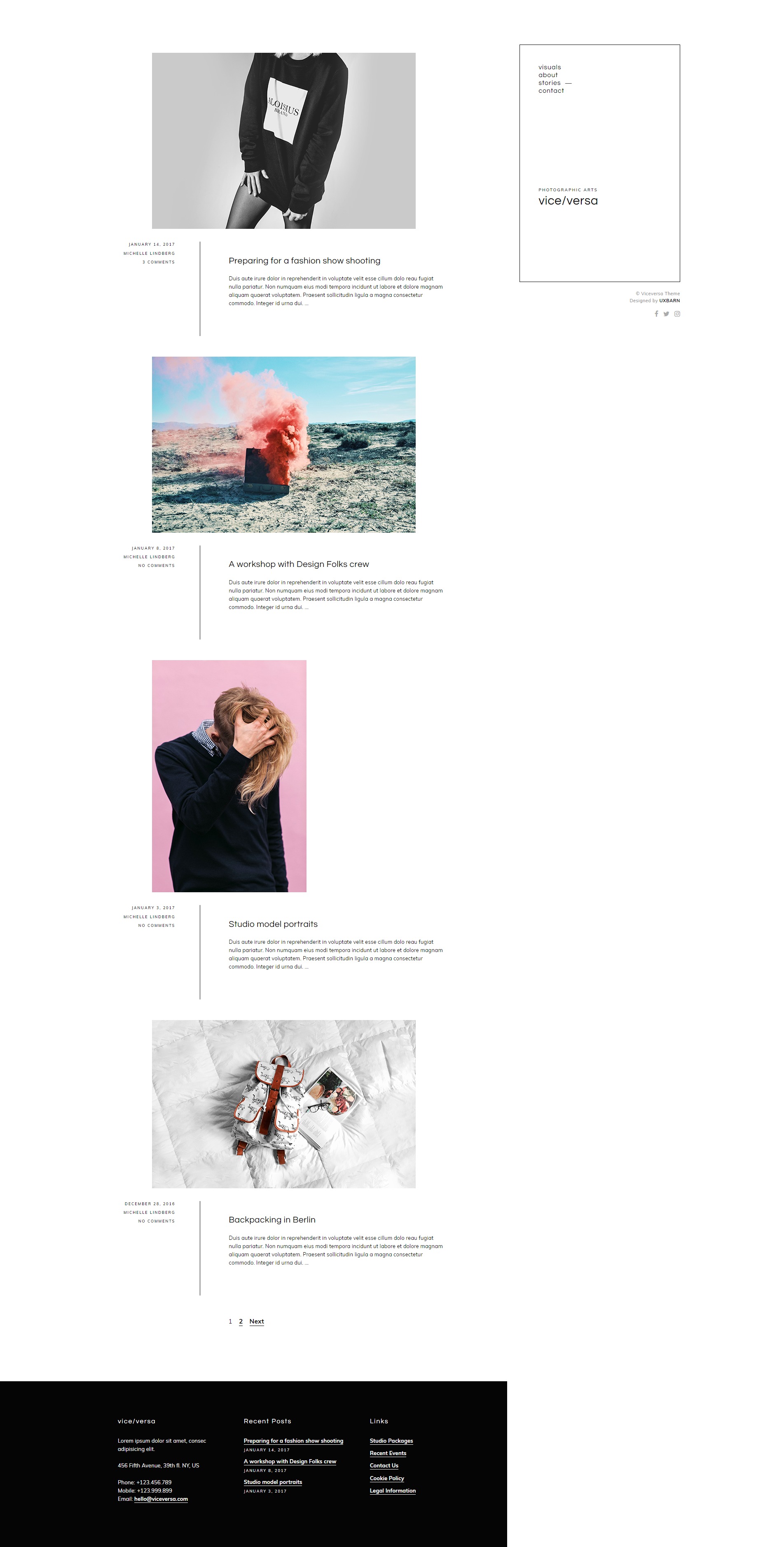 Viceversa - Minimal Photography and Portfolio WordPress Theme by UXBARN