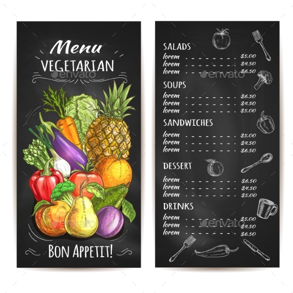 Vegetarian Menu of Vegetables - Food Objects