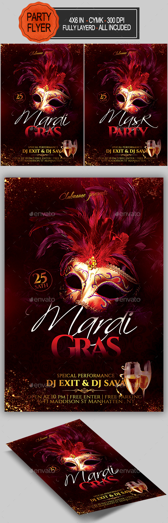 Carnival Mardi Gras Flyer - Clubs & Parties Events