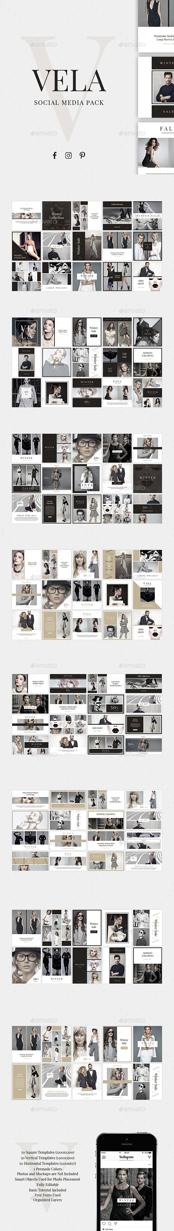 Vela Social Media Pack - Social Media Web Elements