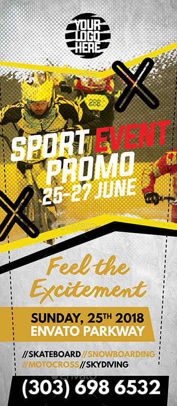 Sport Event Promo Roll-up Banner by inddesigner | GraphicRiver