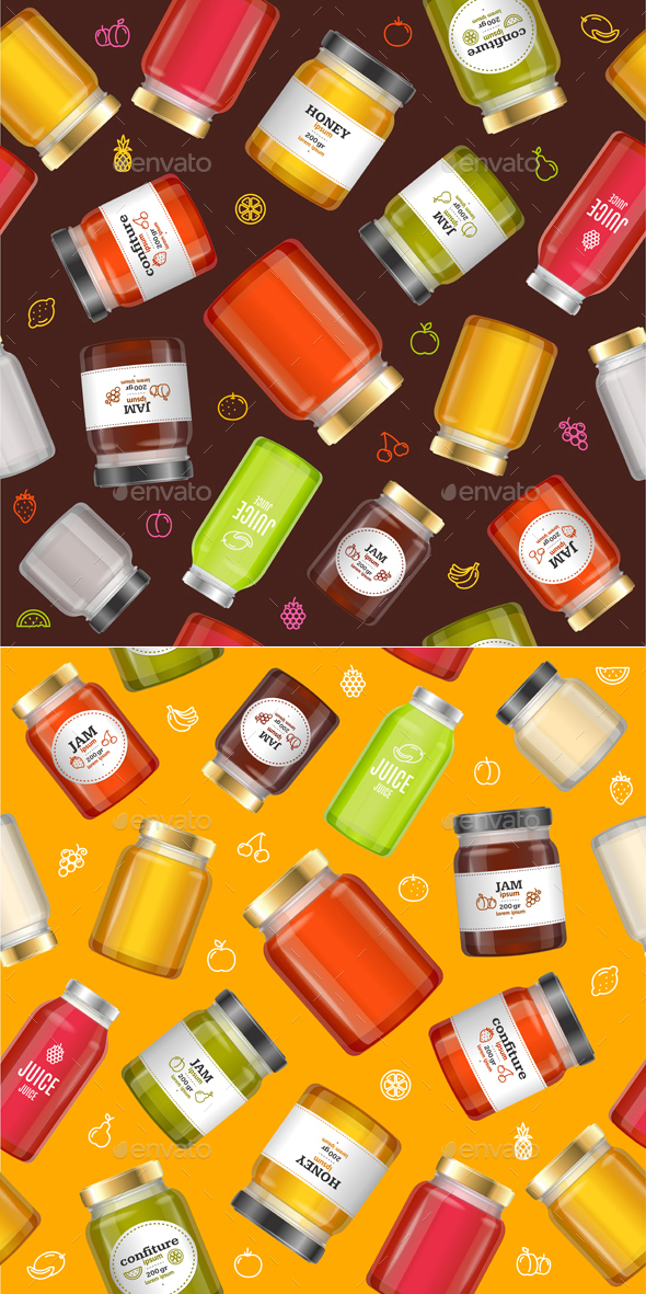 Jar Glass with Jam Background Pattern - Backgrounds Decorative