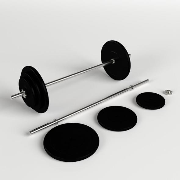 Gym Equipment - Plate and Bar Weights set - 3DOcean Item for Sale