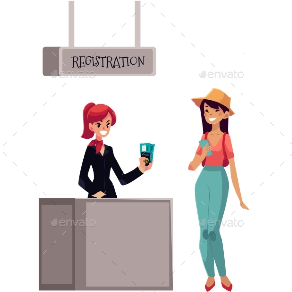 Line to Airport Check-in Passenger and Baggage - Travel Conceptual
