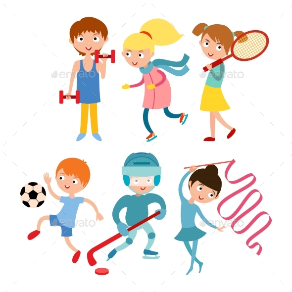 Young Kids Sportsmens Isolated on White Vector - Backgrounds Decorative