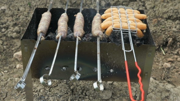 Cooking of Barbecue on the Grill