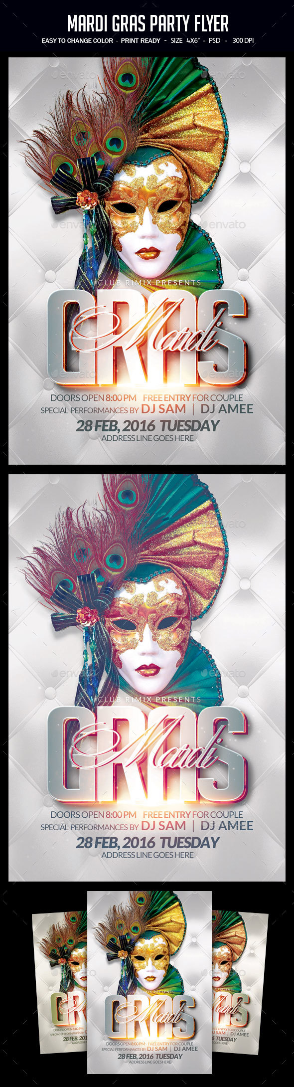 Mardi Gras Flyer - Clubs & Parties Events