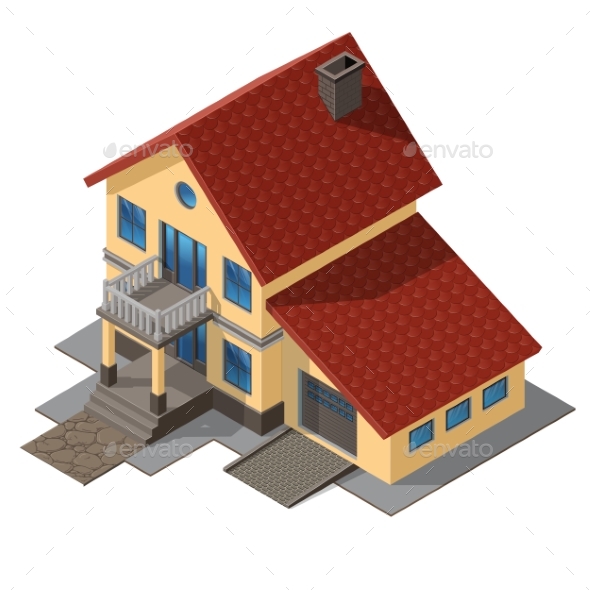 American Cottage, Small Wooden House - Buildings Objects