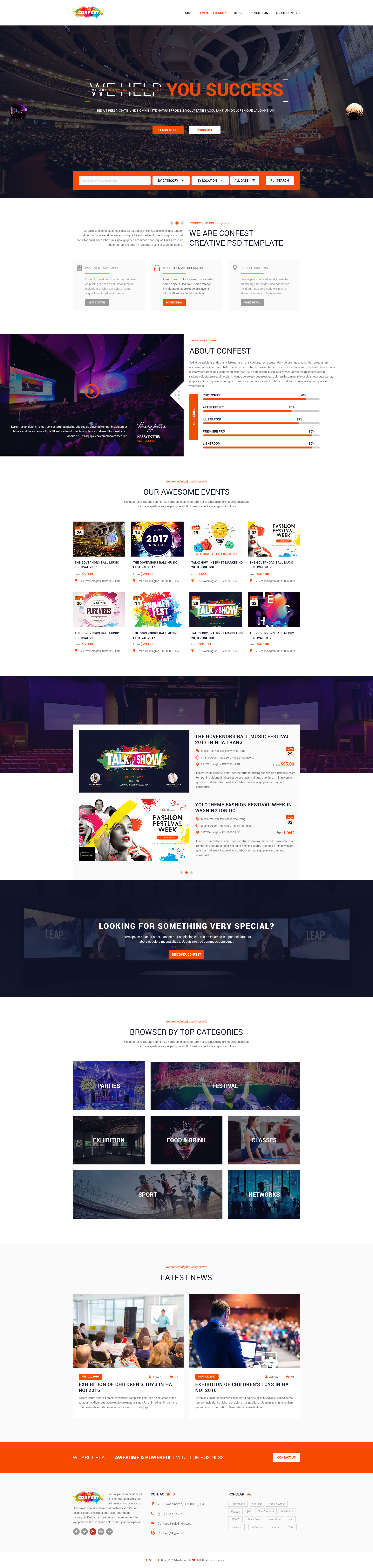 ConFest - Multi-Purposes Event and Conference PSD Template