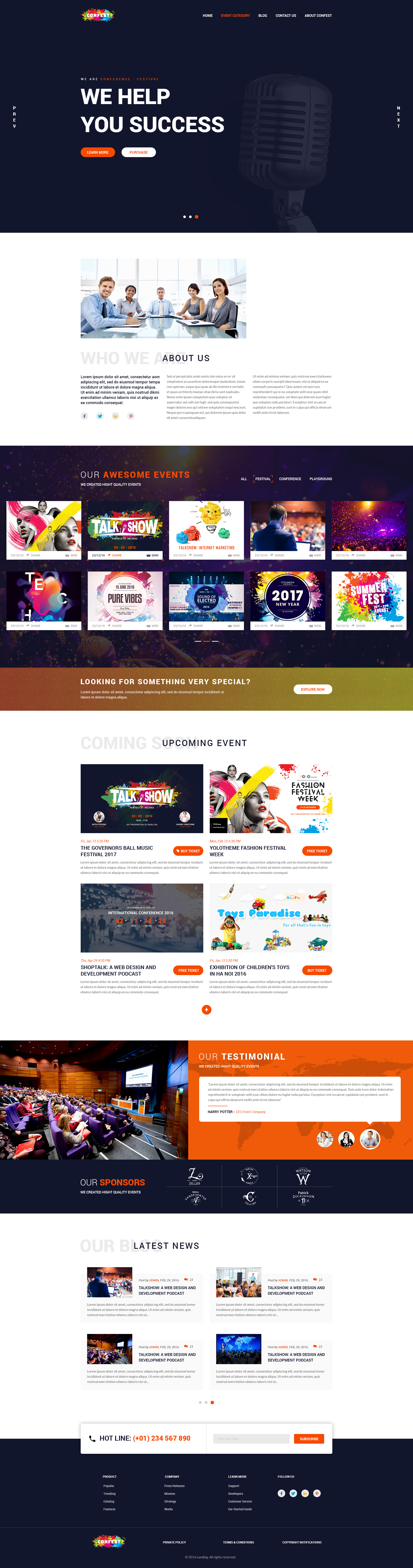ConFest - Multi-Purposes Event and Conference PSD Template