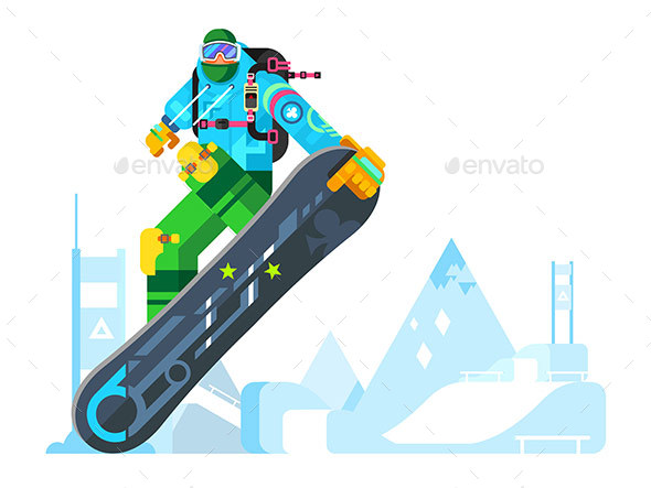 Snowboarder Cartoon Character - Sports/Activity Conceptual