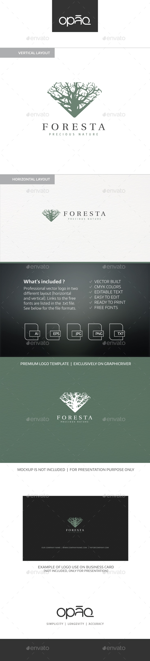 Foresta Diamond Tree Logo - Nature Logo Templates