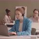 Young Woman Working at Call Center in Office - VideoHive Item for Sale
