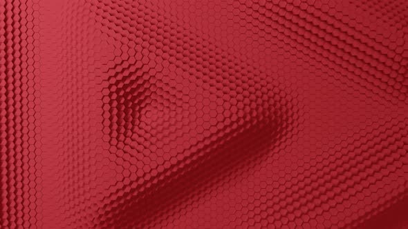 Abstract red hexagon with offset effect