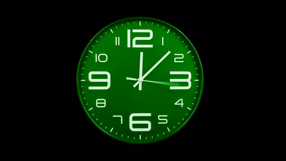 Modern Green Clock Face Moving Fast Forward