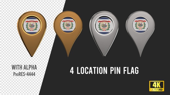 West Virginia State Flag Location Pins Silver And Gold alt