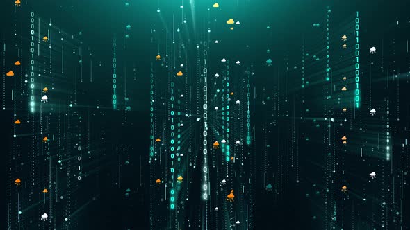 Cloud Data Digital Stoarge Matrix Binary Digital Background Animation 4K alt