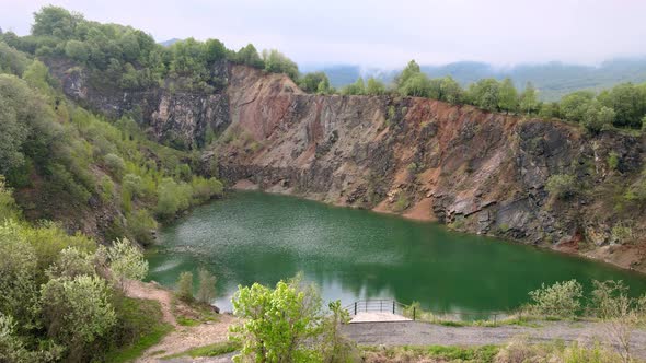 Aerial view of Lake Benatina in Slovakia alt