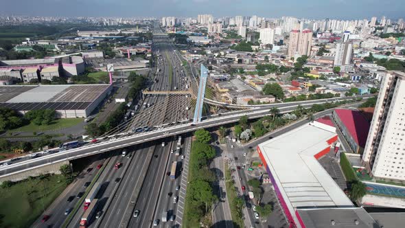 Cable stayed bridge at downtown Guarulhos Brazil alt