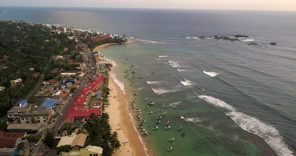 Tropical Landscape of Coastal Town and Its Sand Seashore