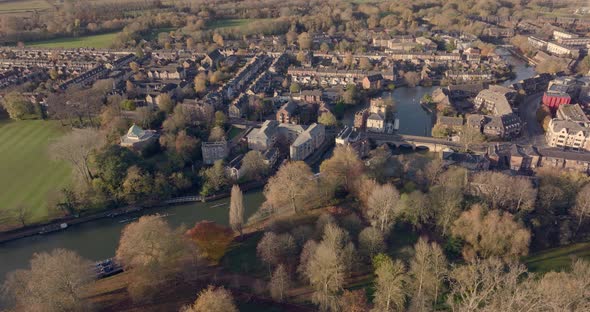 Oxford City Aerial View Autumn Season River Thames
