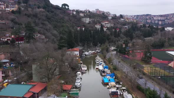 Istanbul Bosphorus Canal Aerial View  alt