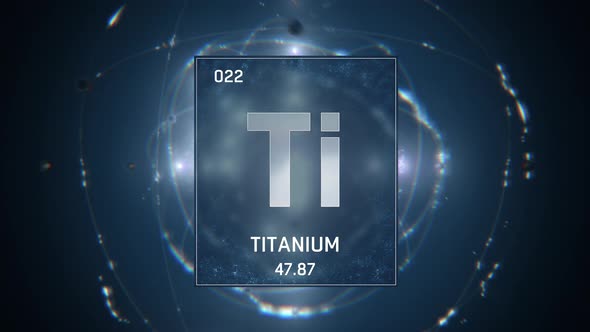 Titanium as Element 22 of the Periodic Table on Blue Background