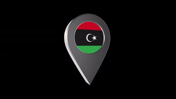 3d Animation Map Navigation Pointer With Libya Flag With Alpha Channel - 2K alt