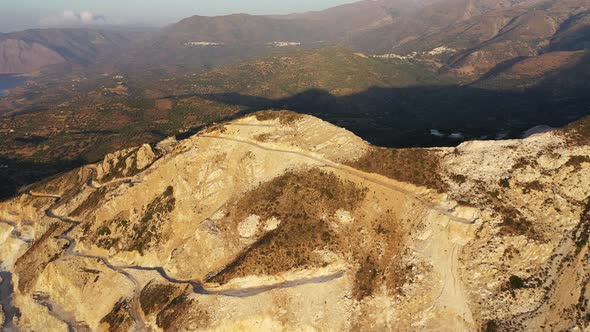 Aerial View of a Gypsum Quarry Mine on the Coast of Crete, Greece