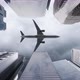 Airplane Flies To the Tops Of the Skyscrapers - VideoHive Item for Sale