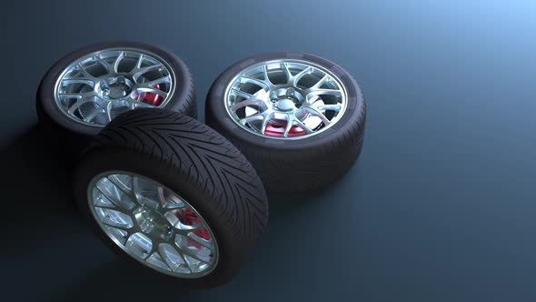 3D visualization of sports car wheels alt