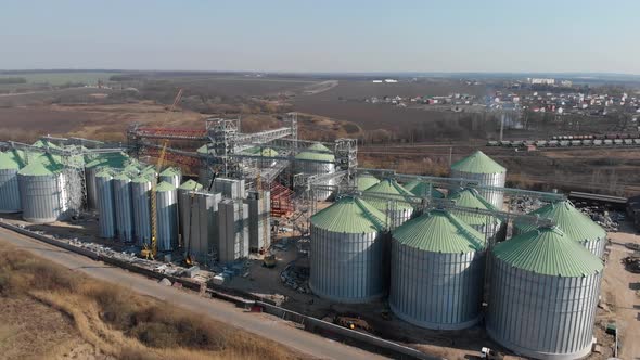 The Base of the Granary. Construction Site of Elevators. Agricultural Industry. Harvesting Cereals