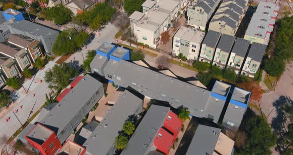 Aerial view of Affluent homes near downtown Houston in the Rice Village area alt
