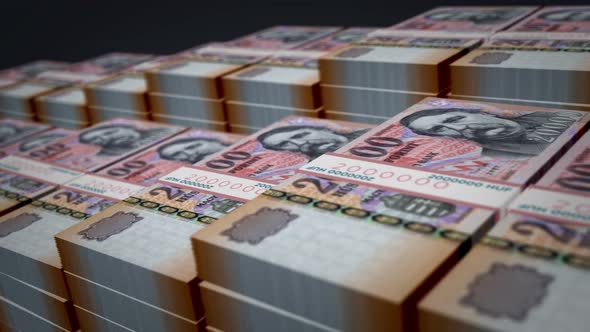 Hungarian Forint money banknote pack growth up loop alt