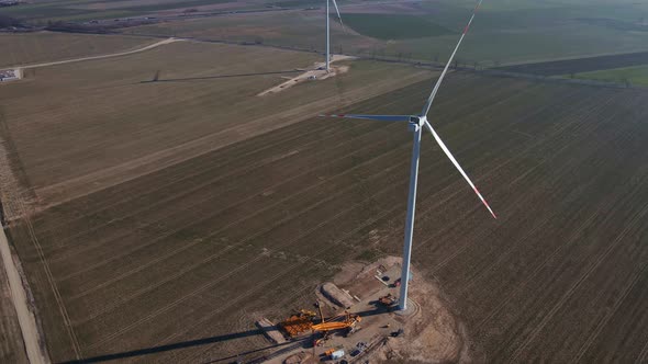 Construction Site Near Windmill Turbine Wind Generator Installing alt
