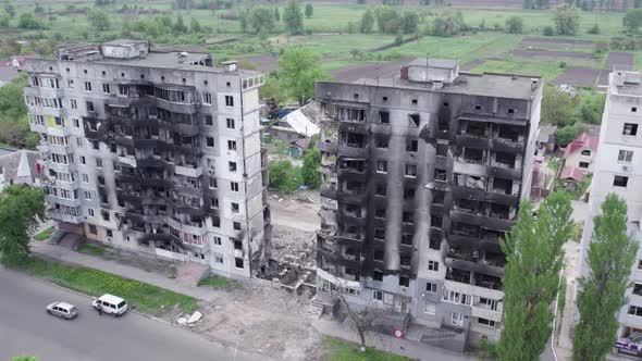 Borodyanka Ukraine  a Destroyed Building During the War Bucha District alt