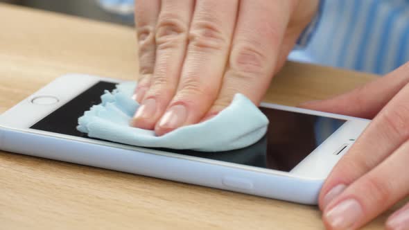 The Concept of Cleanliness, Prevention From Coronavirus and Bacteria. Health. A Woman's Hand Wipes alt