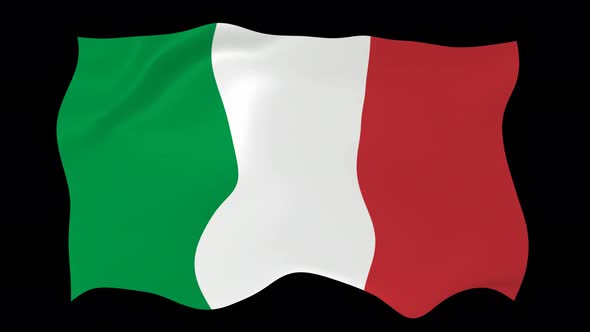 Italy Flag Wave Motion Black Background