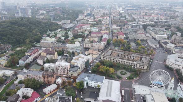 Cityscape of Kyiv, Ukraine. Aerial View, Slow Motion alt
