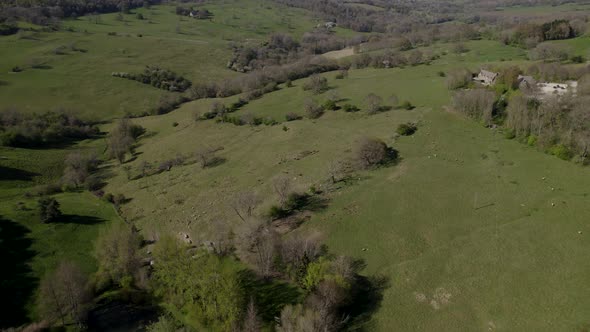Cotswolds Spring Valley Aerial Landscape Snowshill Gloucestershire UK Colour Graded