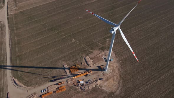 Construction Site Near Windmill Turbine Wind Generator Installing alt