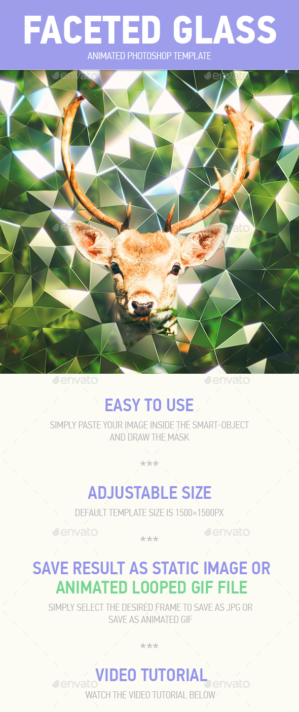 Faceted Glass Animated Photoshop Template - Tech / Futuristic Photo Templates