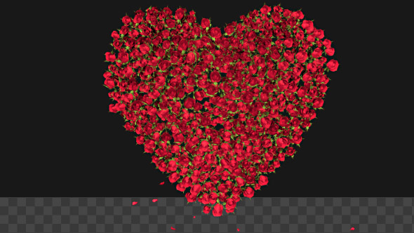 Red Rose Heart Symbol Formation with Transparency - Style 2